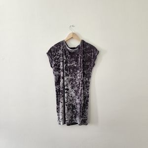 F21 | Gray Velvet/Velour Shirt Dress